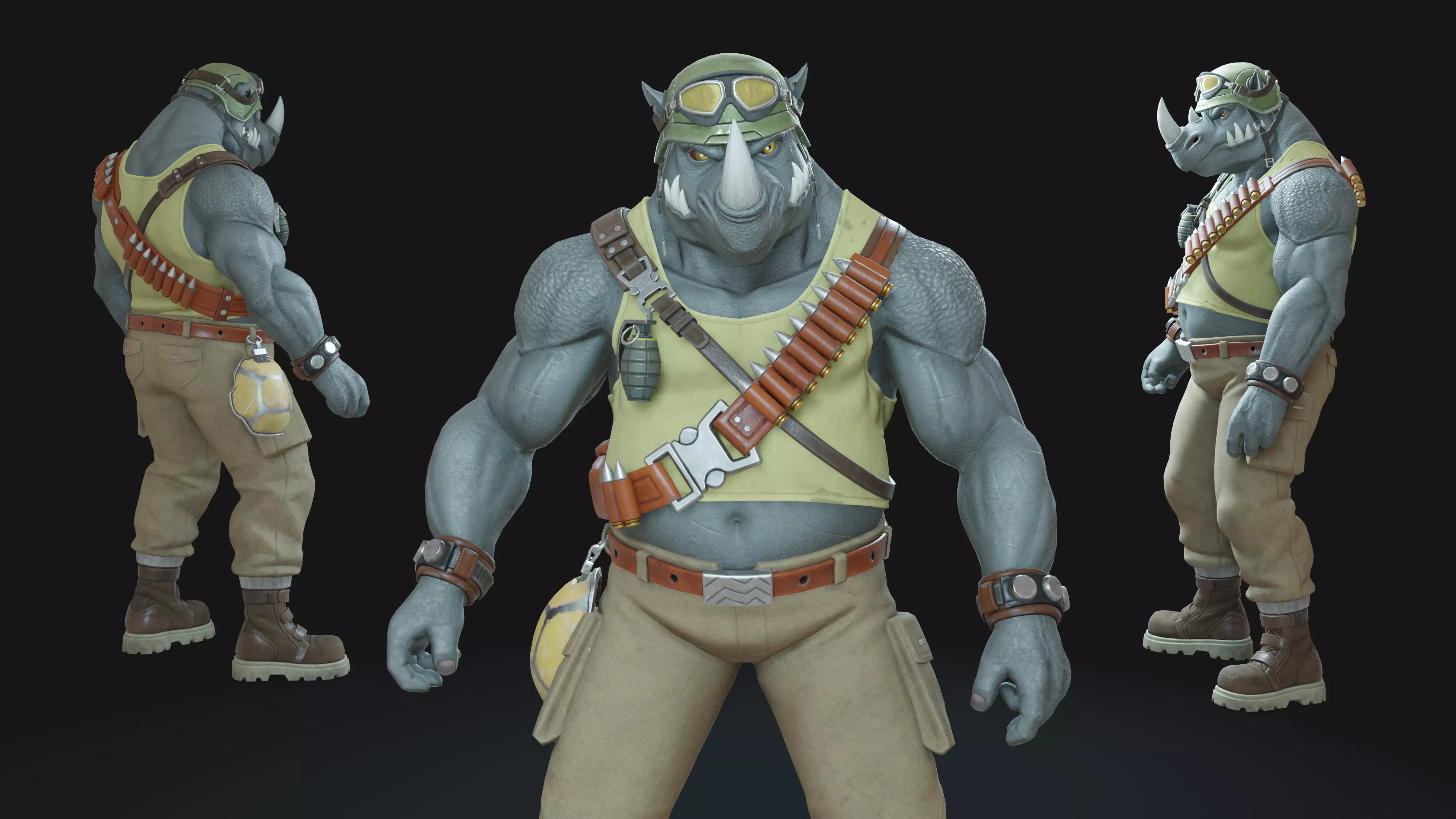 Rocksteady Animation-Ready Mutant Enforcer Low-poly 3D model
