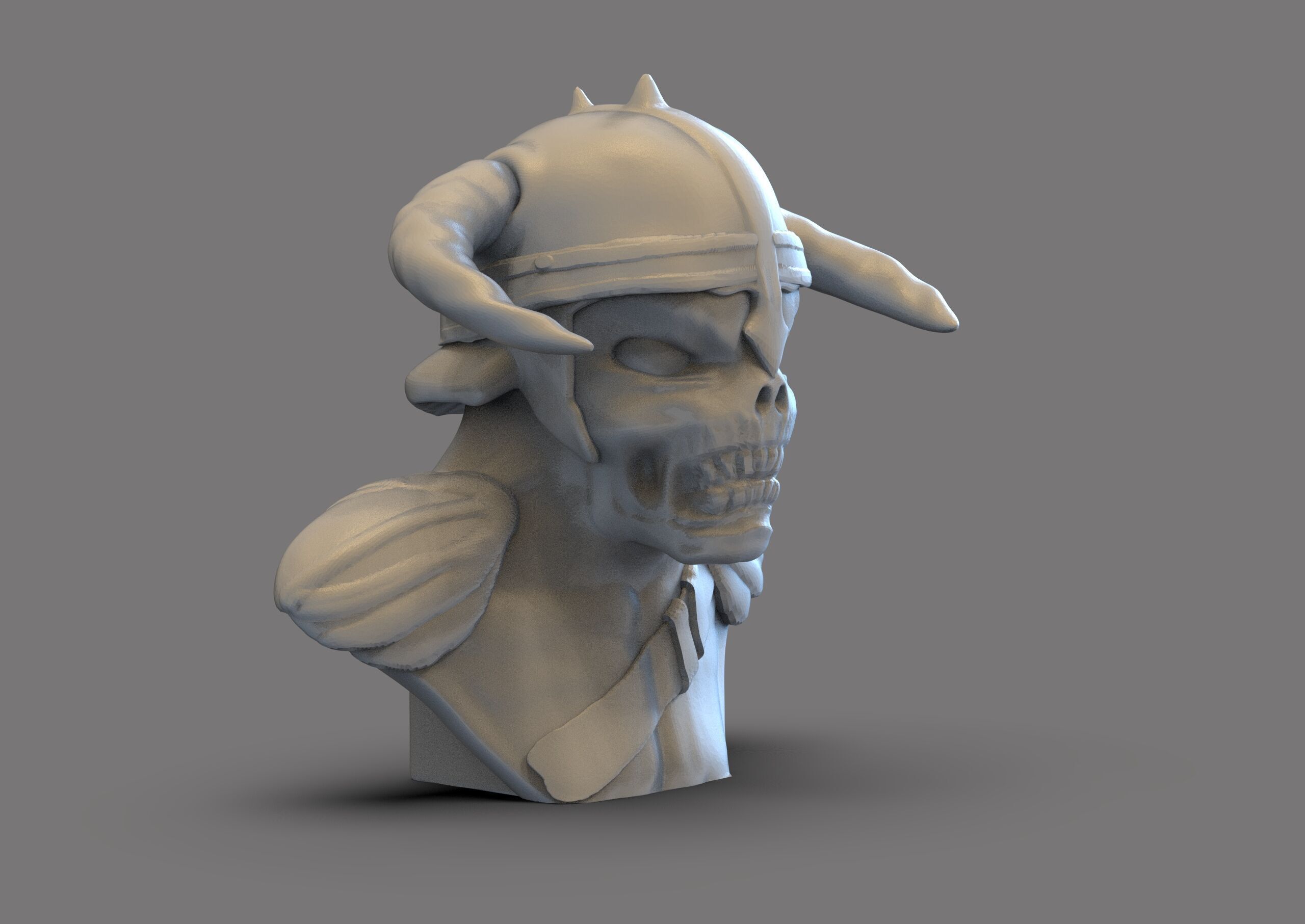 Skull Warrior Bust 3D print model_3
