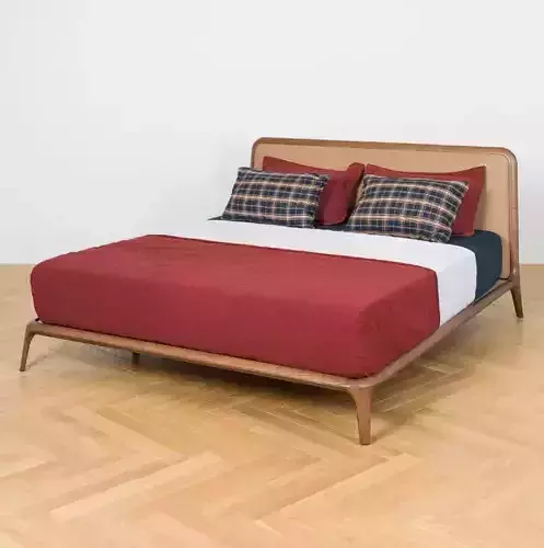 Double bed Vidor Double Bed genuine leather Genuine Cappuccino
