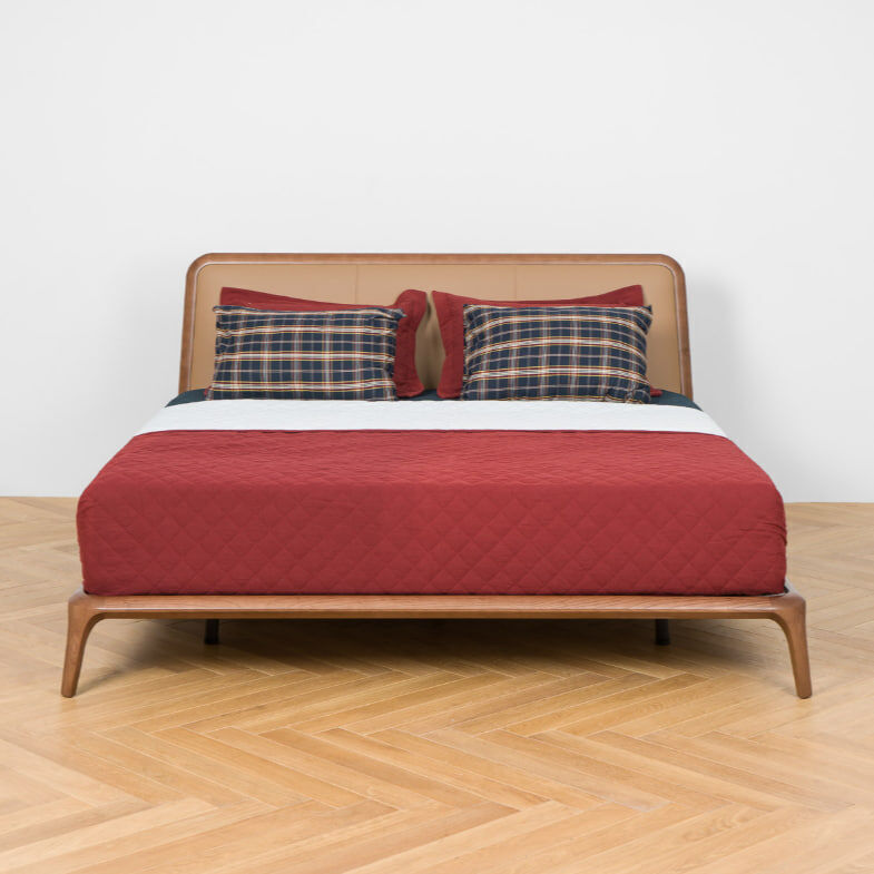 Double bed Vidor Double Bed genuine leather Genuine Cappuccino Low-poly 3D model_1