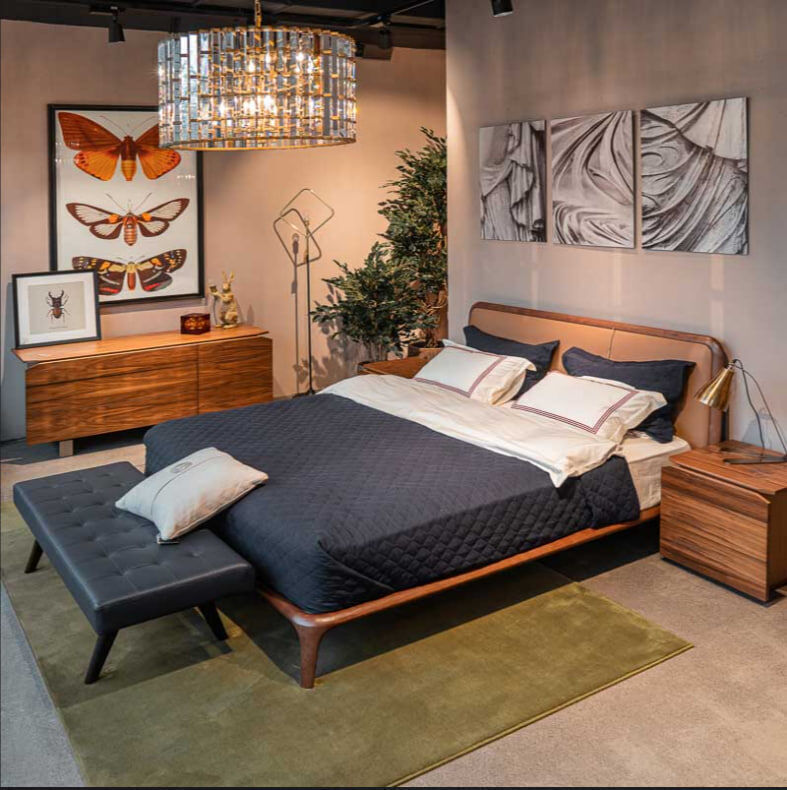 Double bed Vidor Double Bed genuine leather Genuine Cappuccino Low-poly 3D model_5