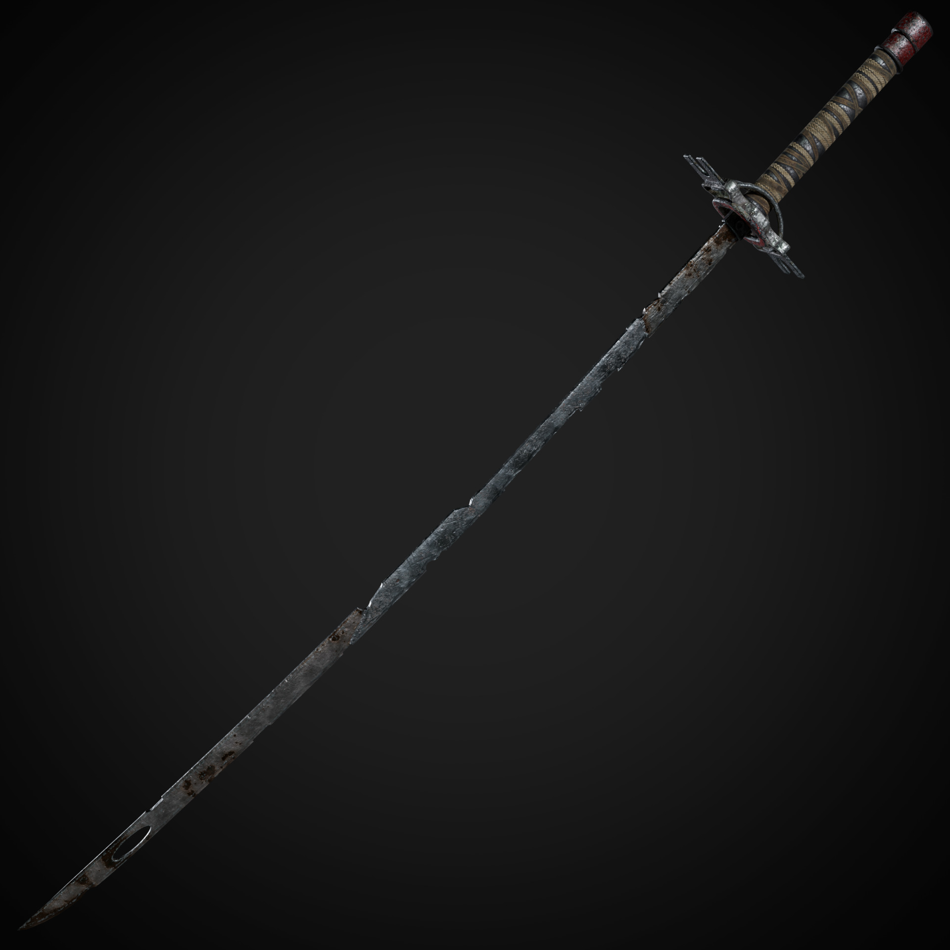 Post-Apocalyptic Weapons - Katana Low-poly 3D model_5
