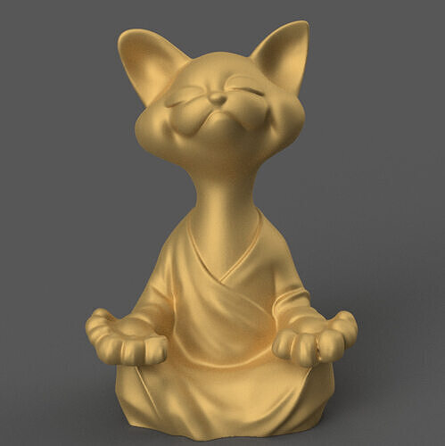 Meditating Cat STL File Cute Zen Kitty for 3D Print Decor 3D print model