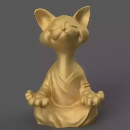 Meditating Cat STL File Cute Zen Kitty for 3D Print Decor 3D print model