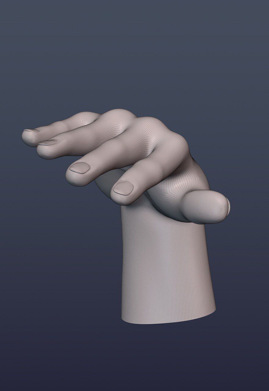 10 Female hand poses 3D model_1
