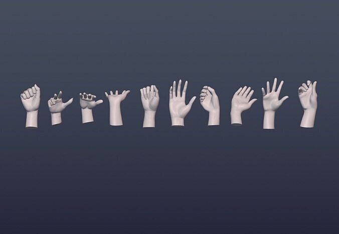 10 Female hand poses 3D model