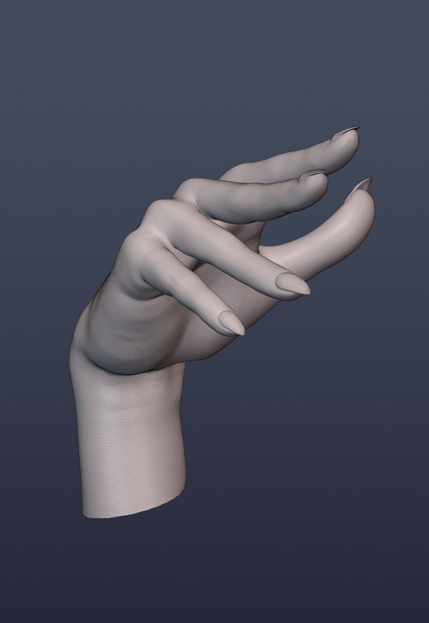 10 Female hand poses 3D model_19