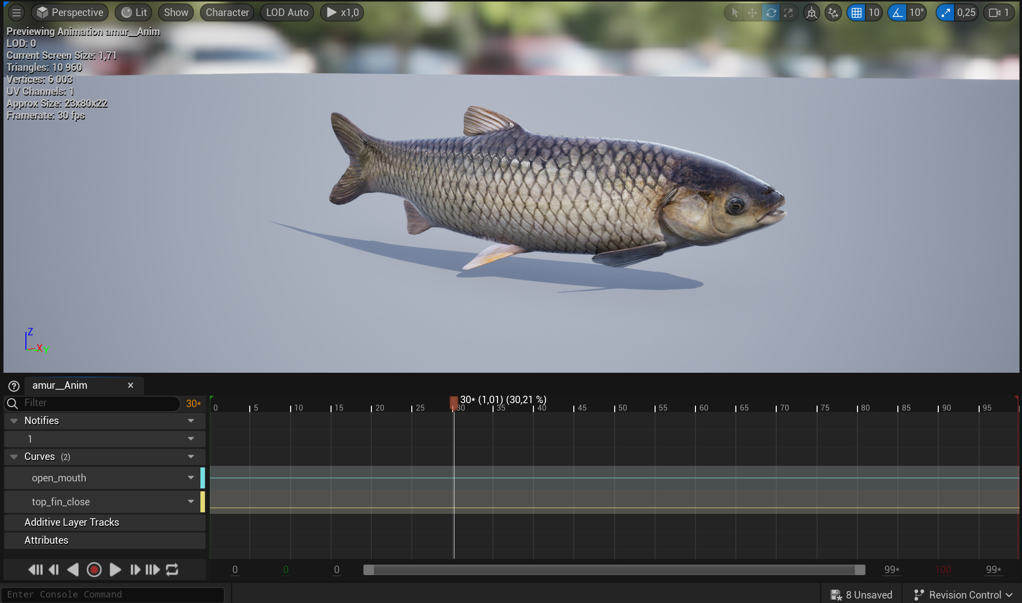 Amur fish Animated Low-poly 3D model_13