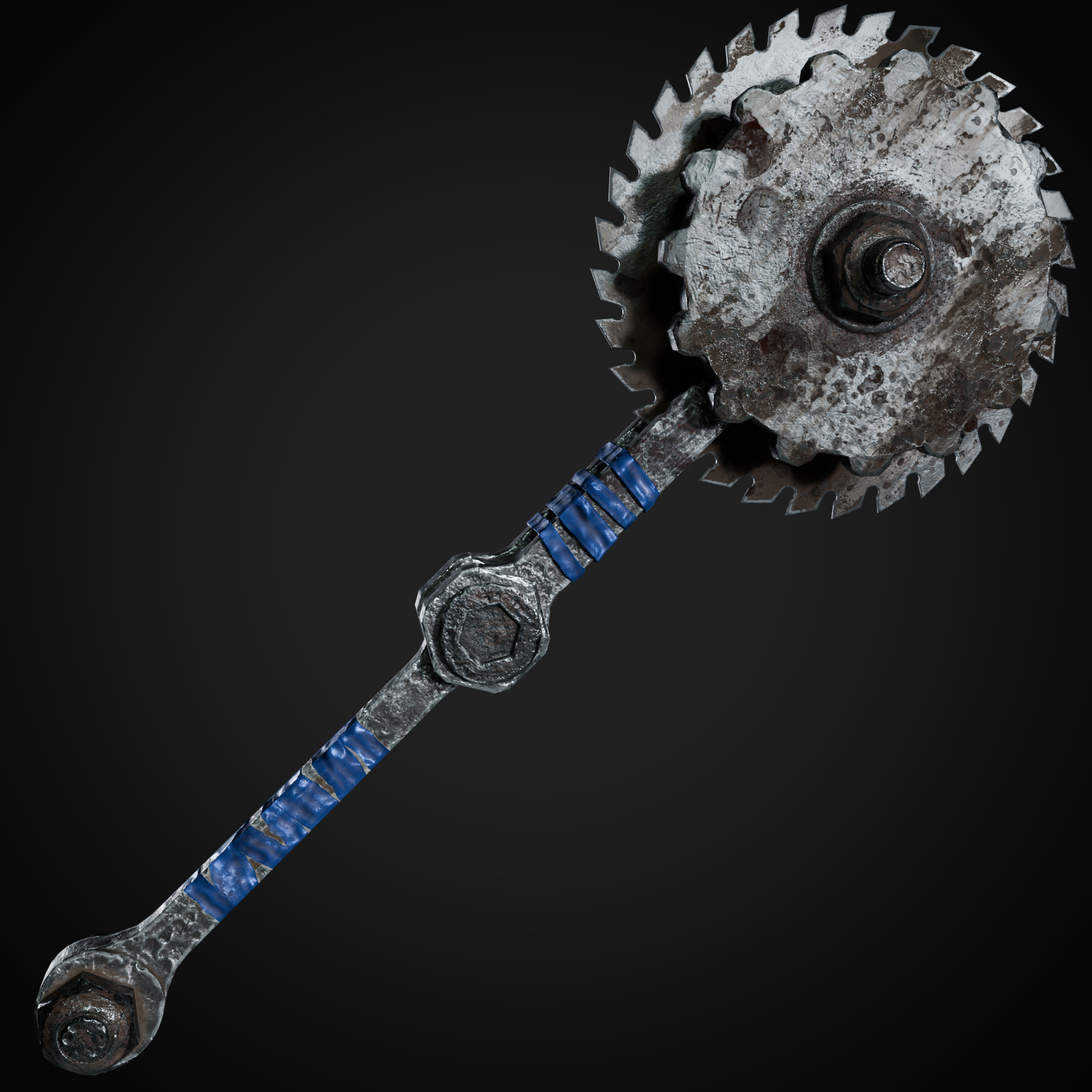 Post Apocalyptic Weapons - Saw Mace Low-poly 3D model_7