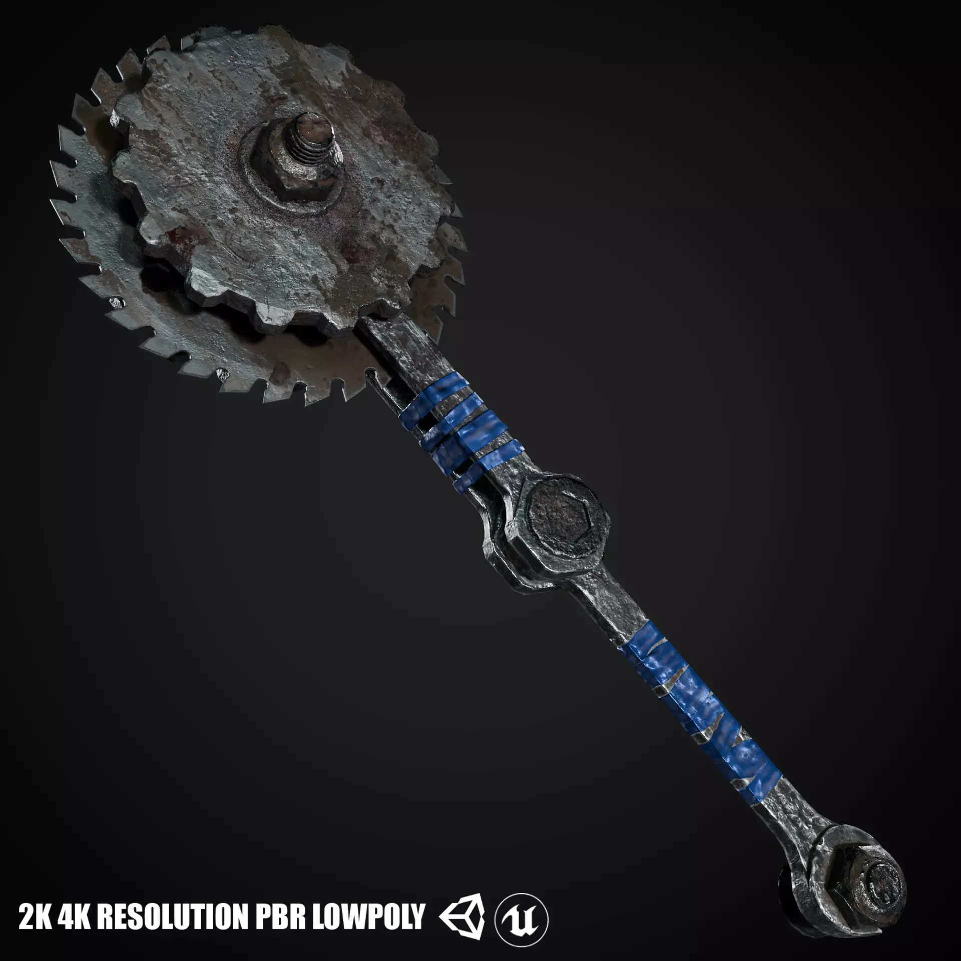 Post Apocalyptic Weapons - Saw Mace Low-poly 3D model_0