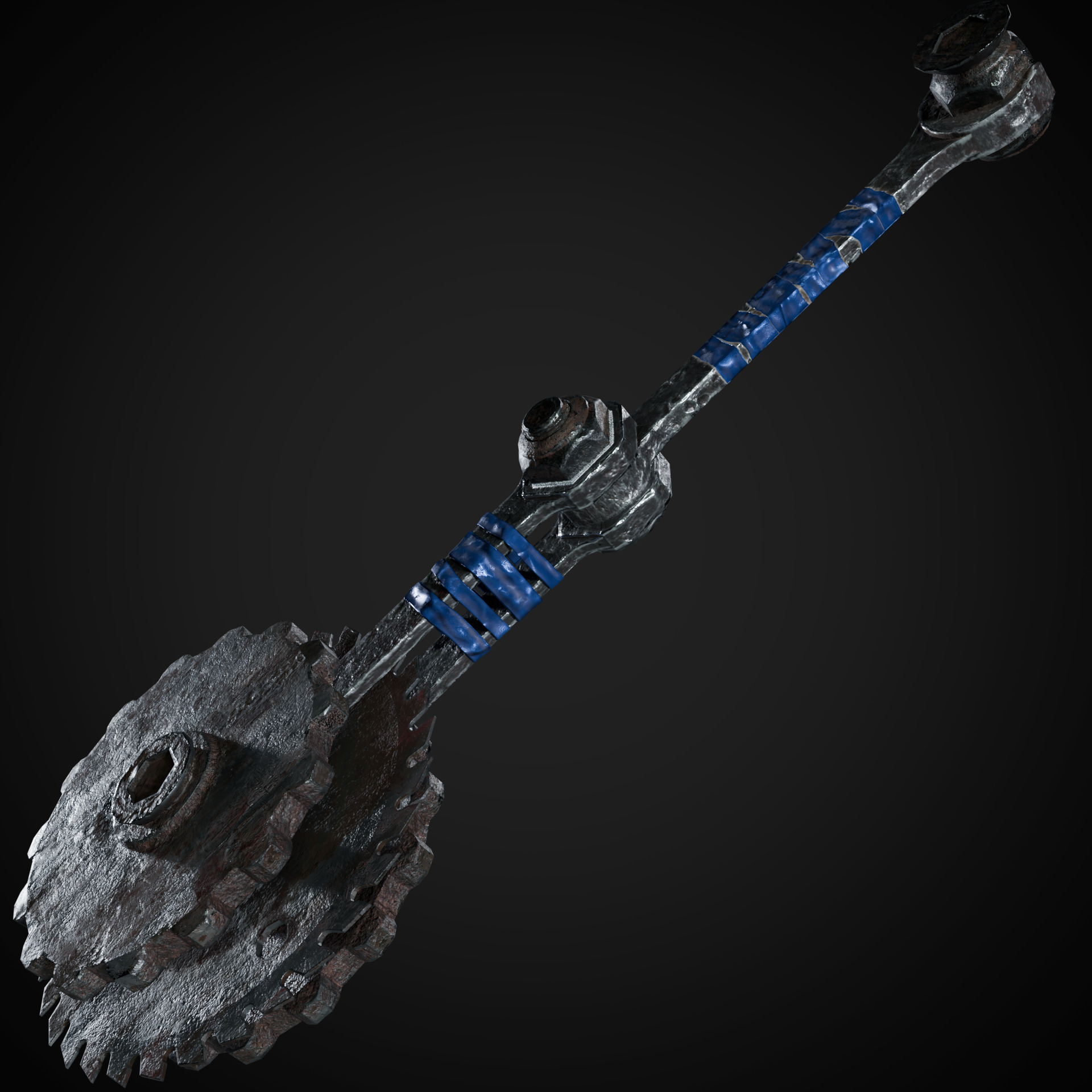 Post Apocalyptic Weapons - Saw Mace Low-poly 3D model_3