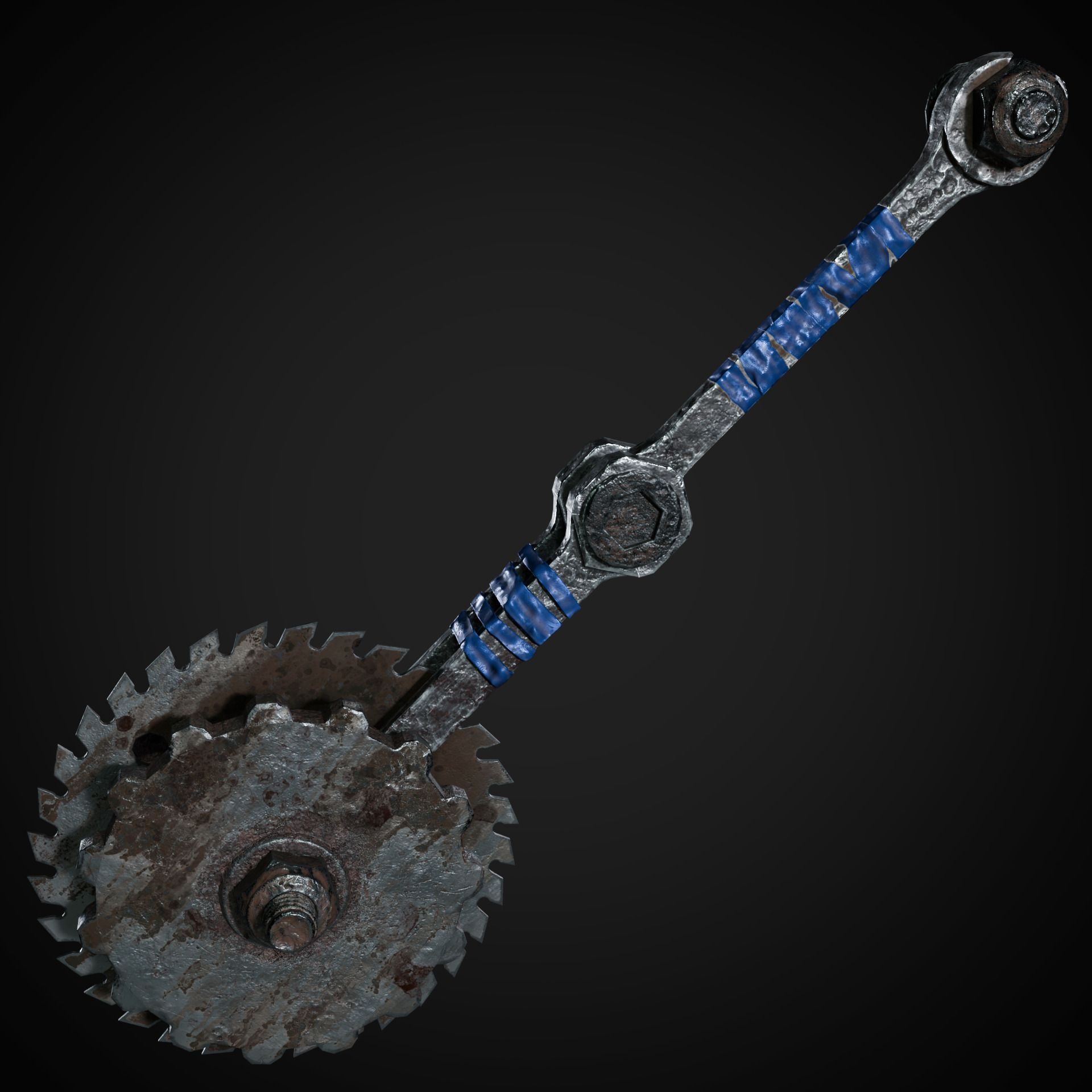 Post Apocalyptic Weapons - Saw Mace Low-poly 3D model_2
