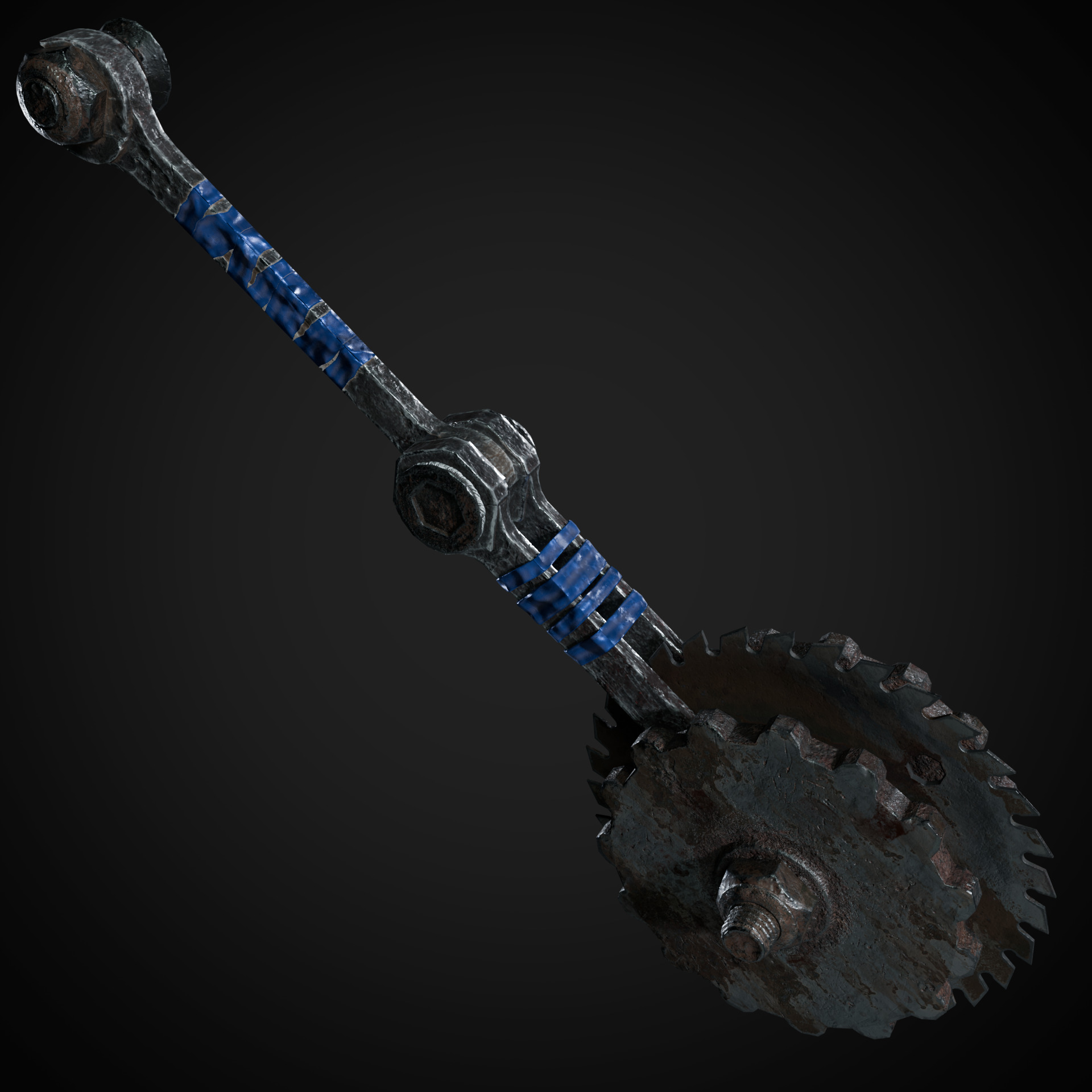 Post Apocalyptic Weapons - Saw Mace Low-poly 3D model_5