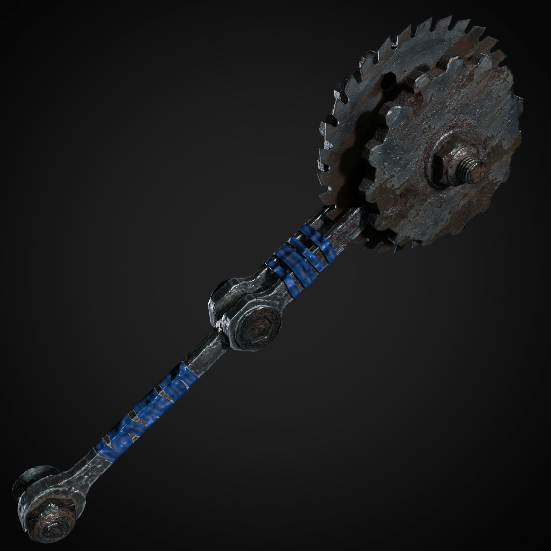 Post Apocalyptic Weapons - Saw Mace Low-poly 3D model_6