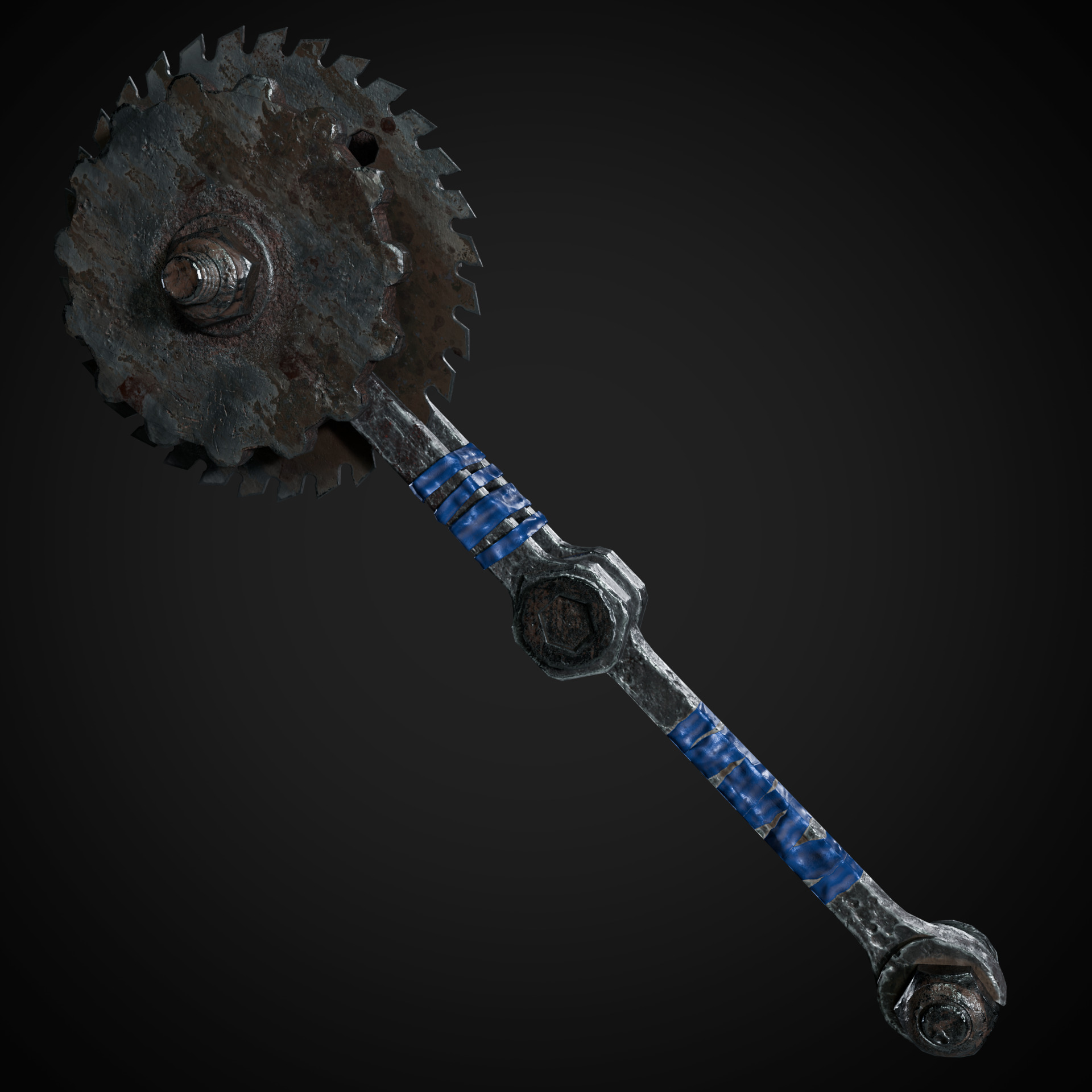 Post Apocalyptic Weapons - Saw Mace Low-poly 3D model_1