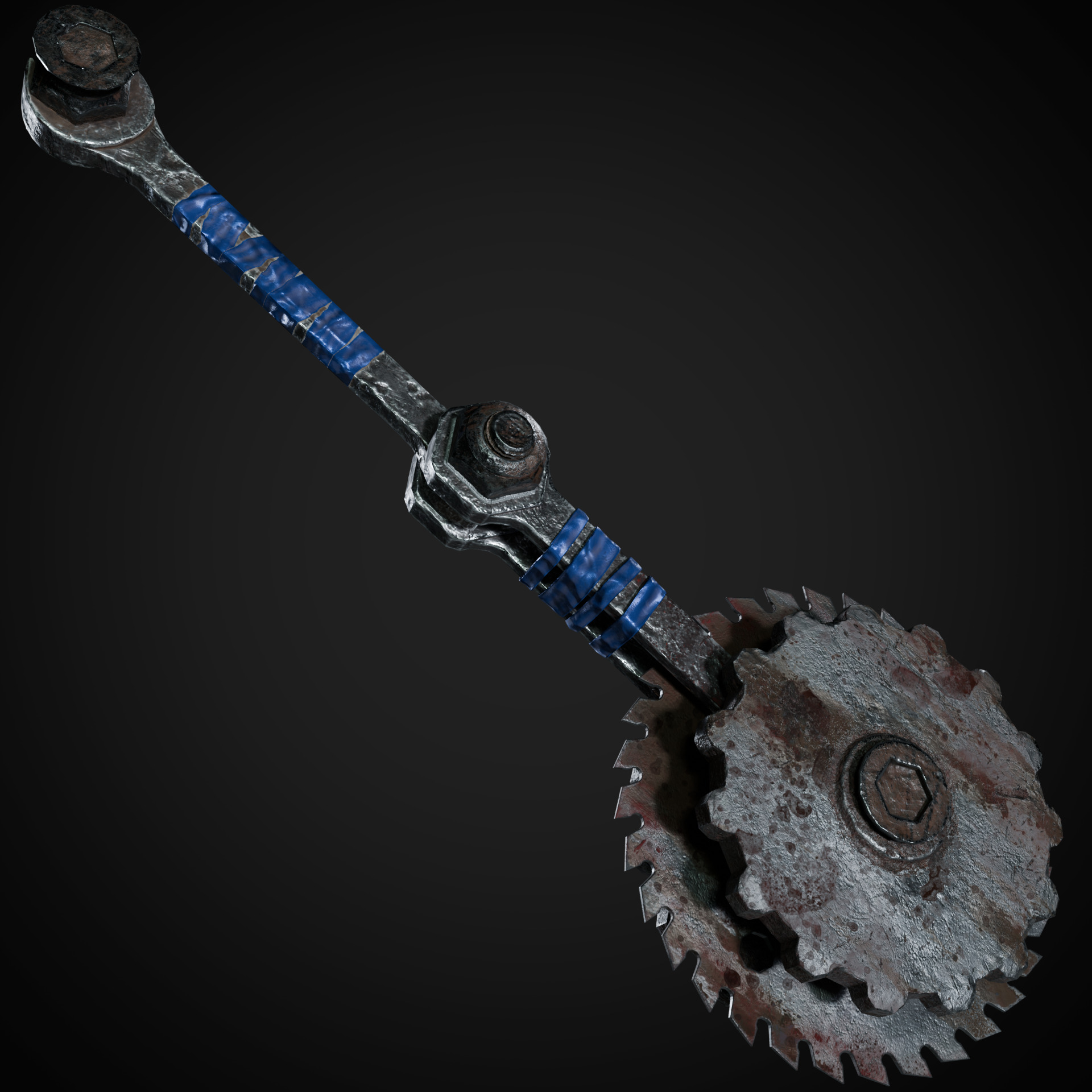 Post Apocalyptic Weapons - Saw Mace Low-poly 3D model_4