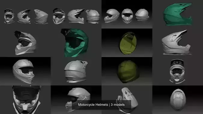Motorcycle Helmets 3D Model Collection