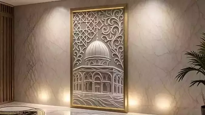 3d modern Dome of the Rock 3D Wall Panel Relief CNC 04