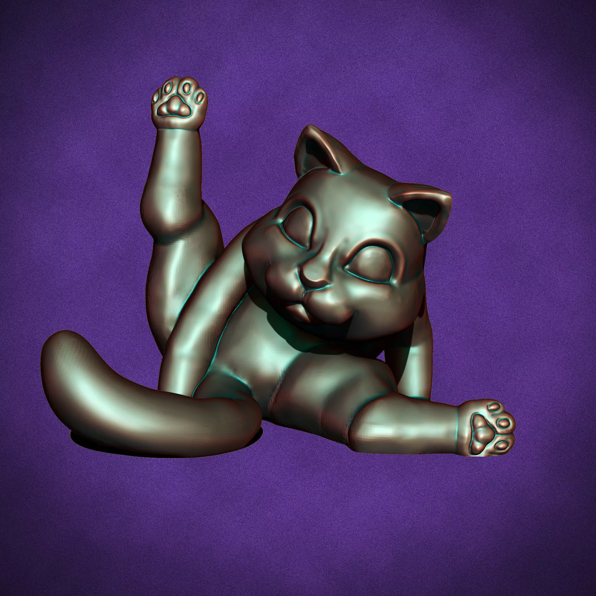 Cat Licking Butt 3D print model_0