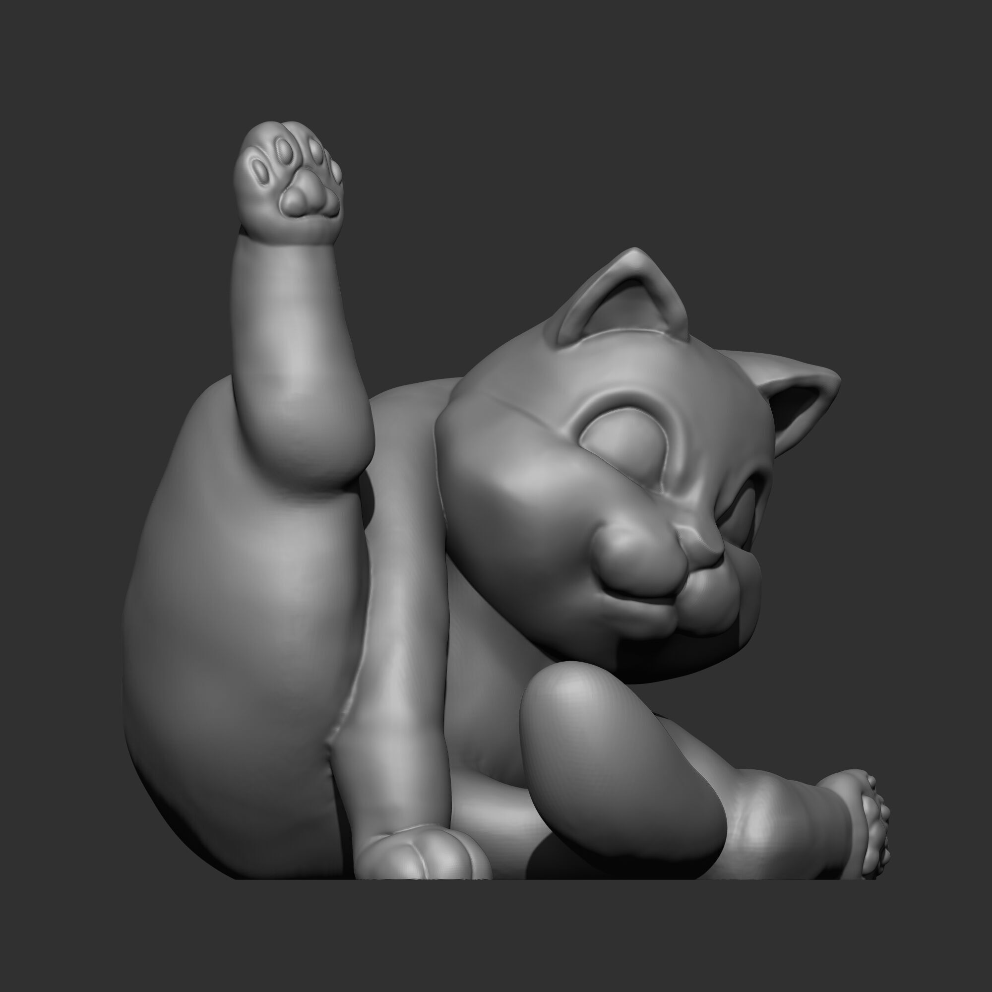Cat Licking Butt 3D print model_8