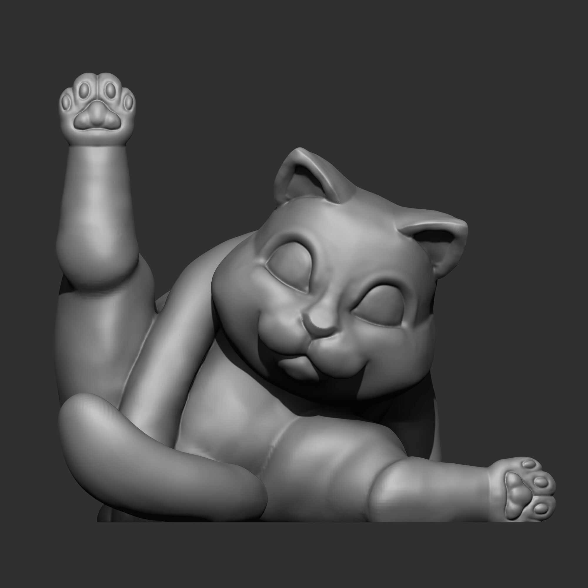 Cat Licking Butt 3D print model_1