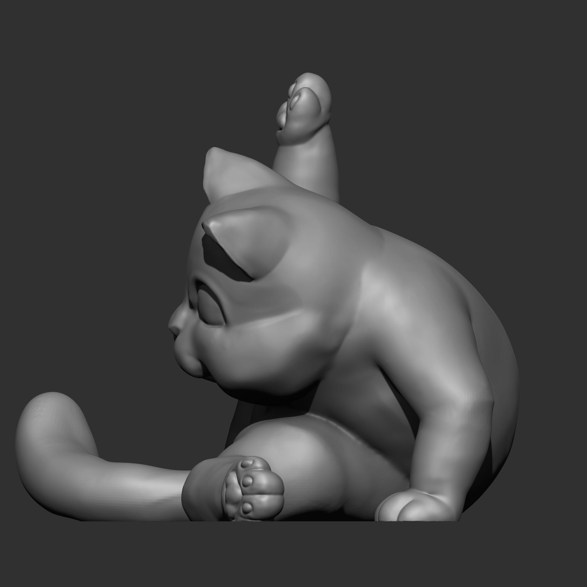 Cat Licking Butt 3D print model_3