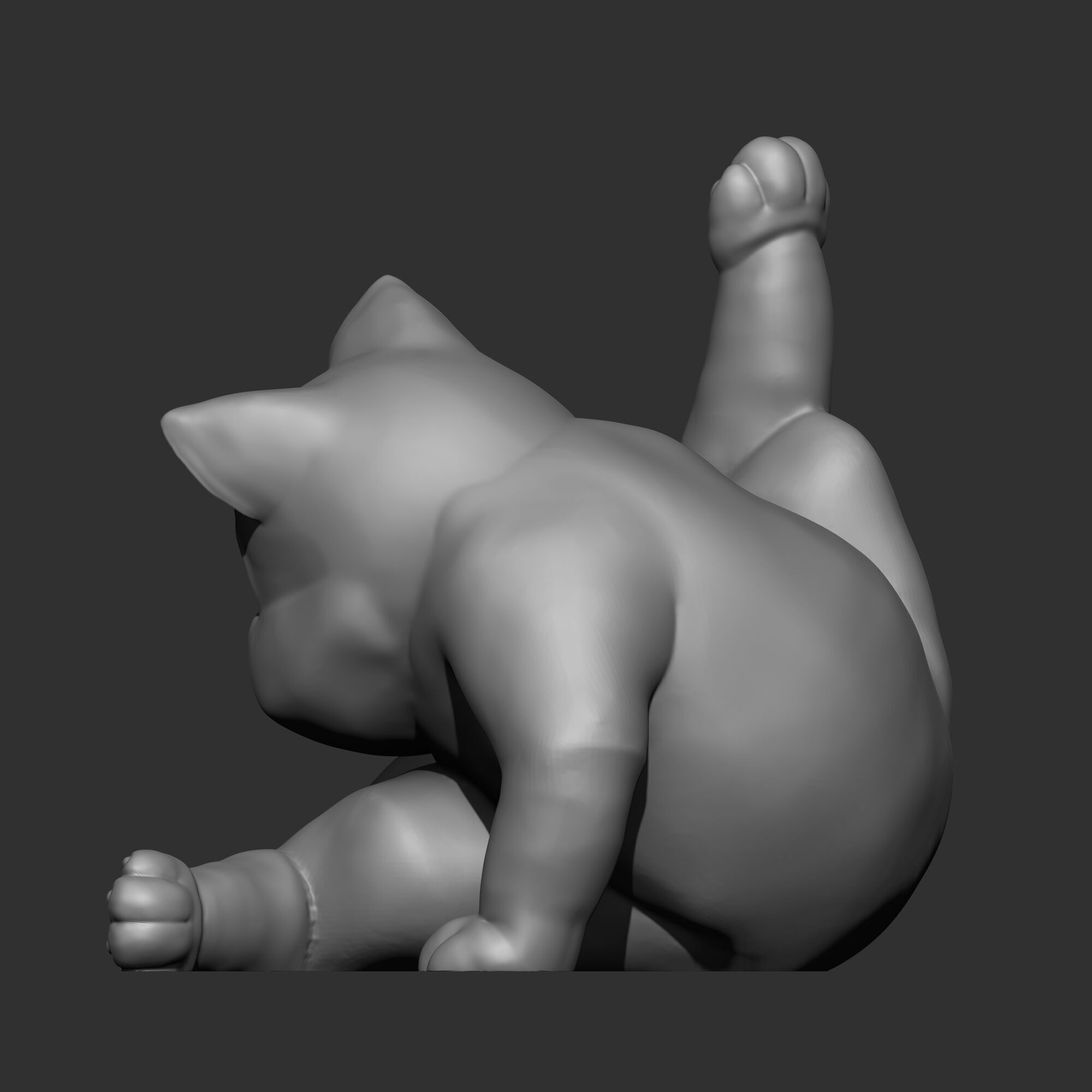 Cat Licking Butt 3D print model_4