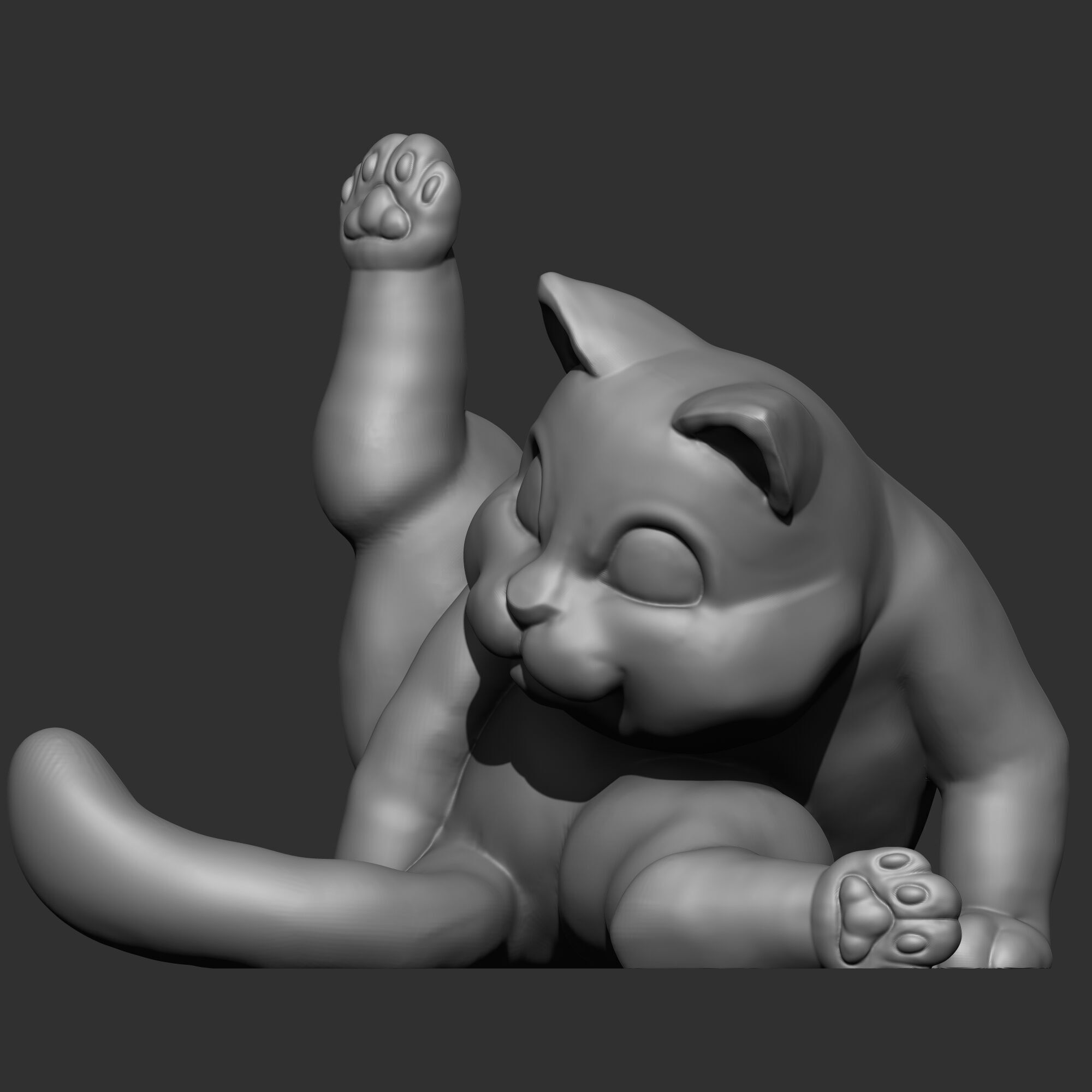 Cat Licking Butt 3D print model_2
