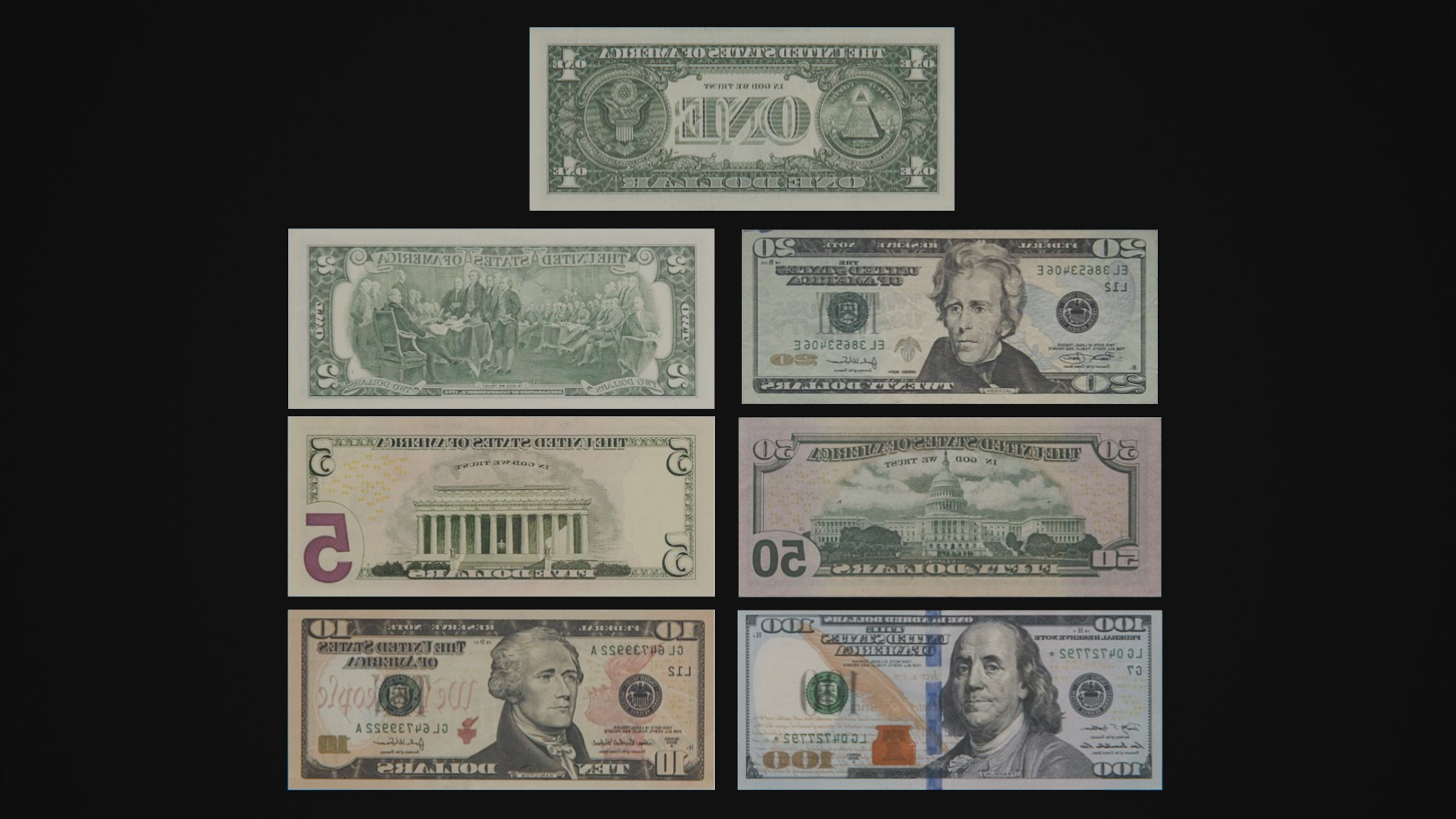 Bank bills Free low-poly 3D model_1