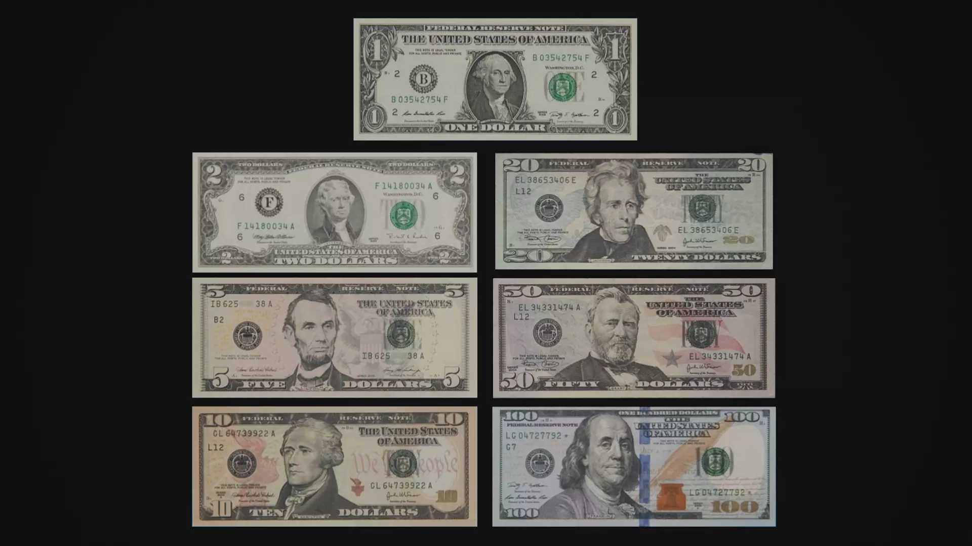 Bank bills Free low-poly 3D model_0