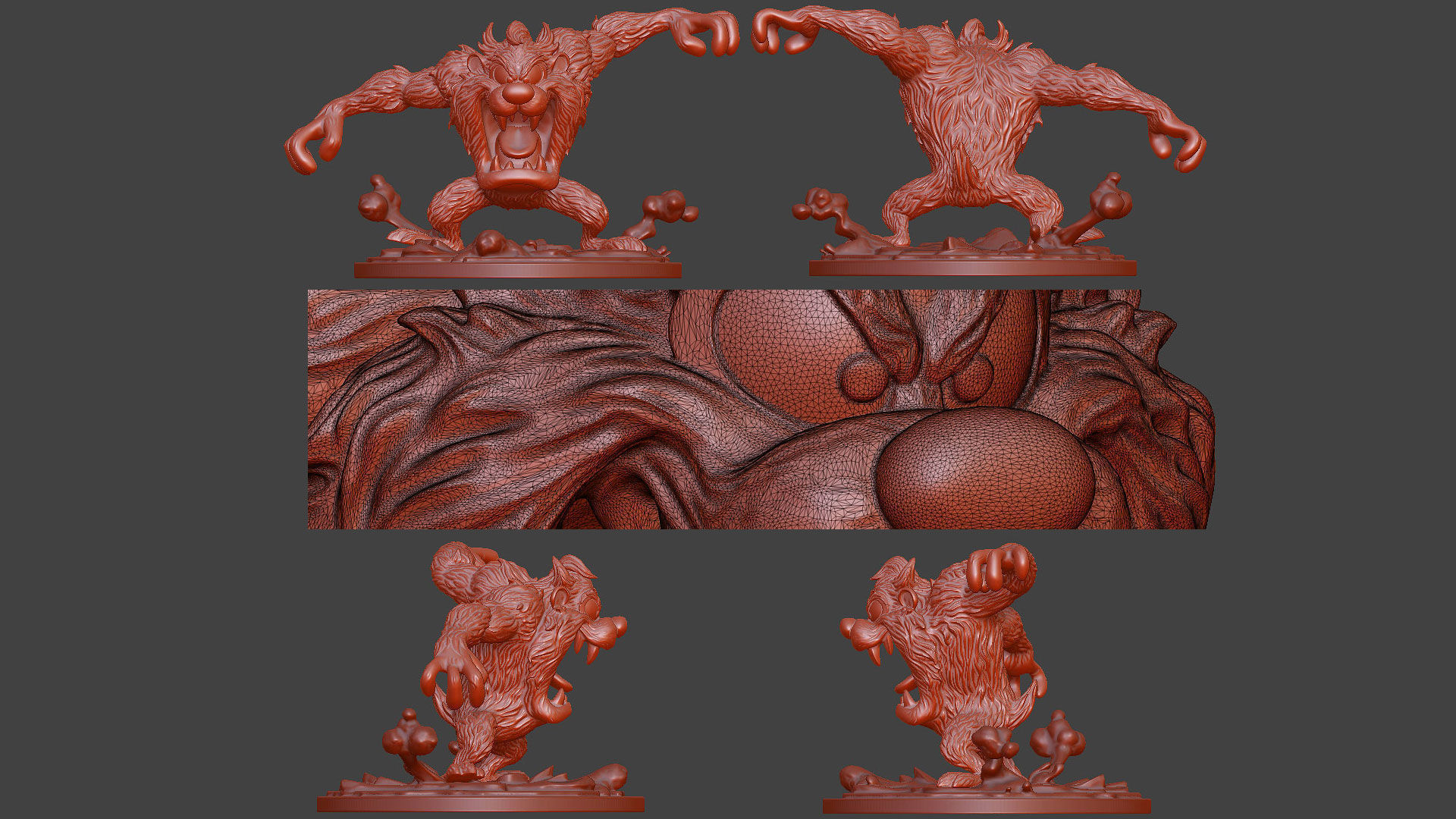 Cartoon Tasmanian Devil Looney tunes Taz Figurine STL Resin FDM 3D print model_9