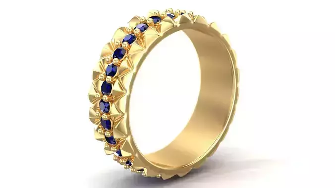 Pyramid Diamonds Gold Band 