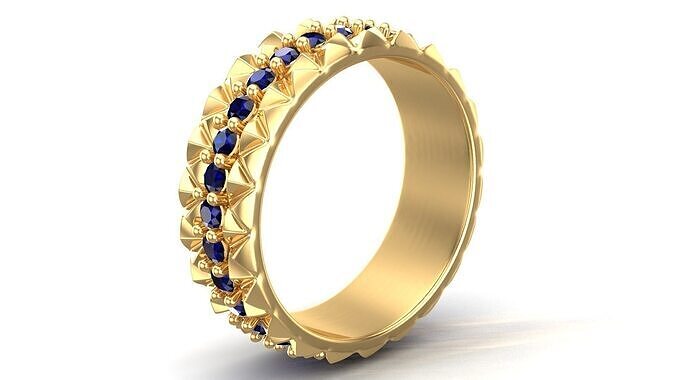 Pyramid Diamonds Gold Band  3D print model
