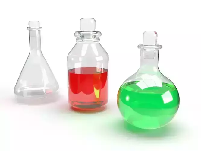 3D set science glassware beakers 