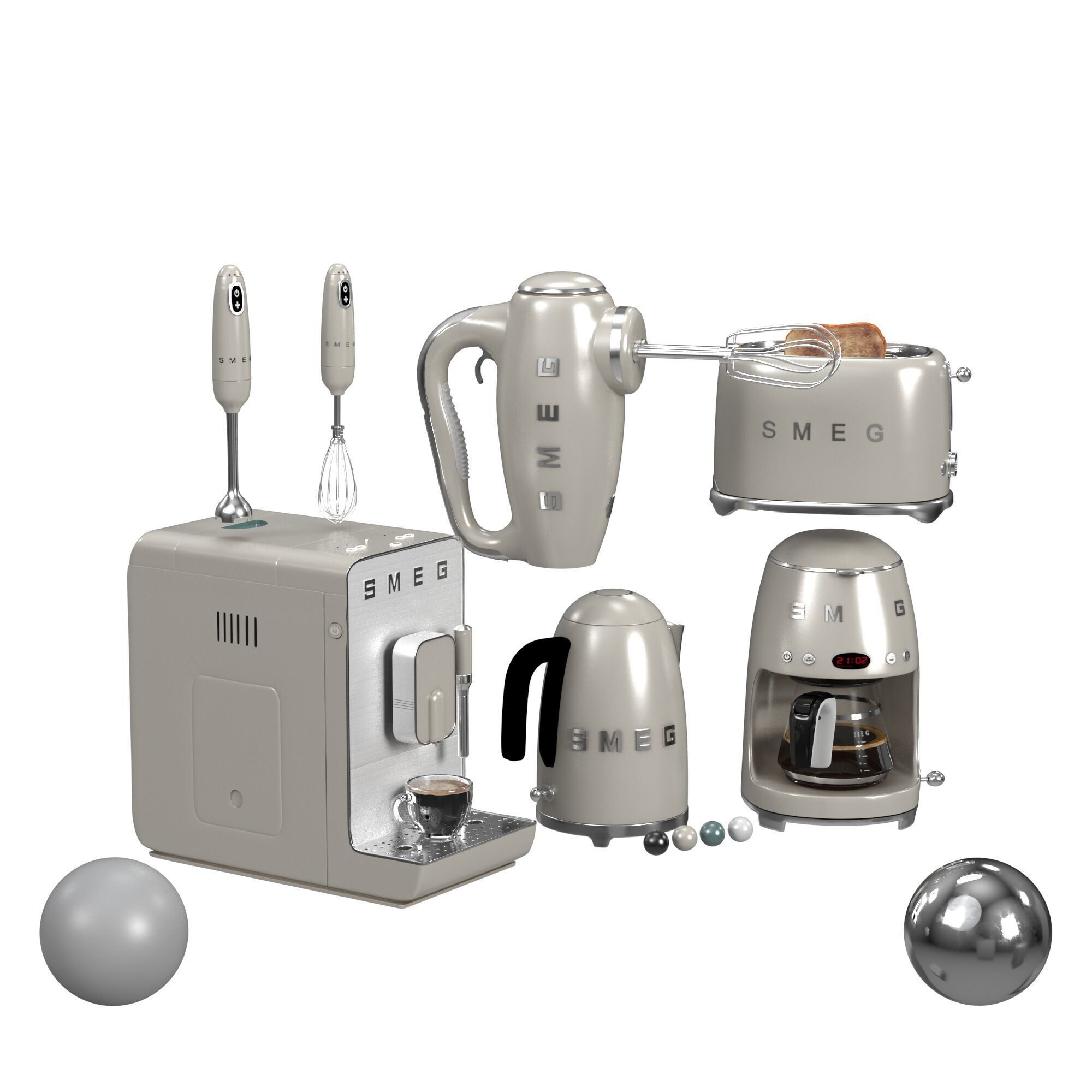 Set of Kitchen appliances 3D model_1
