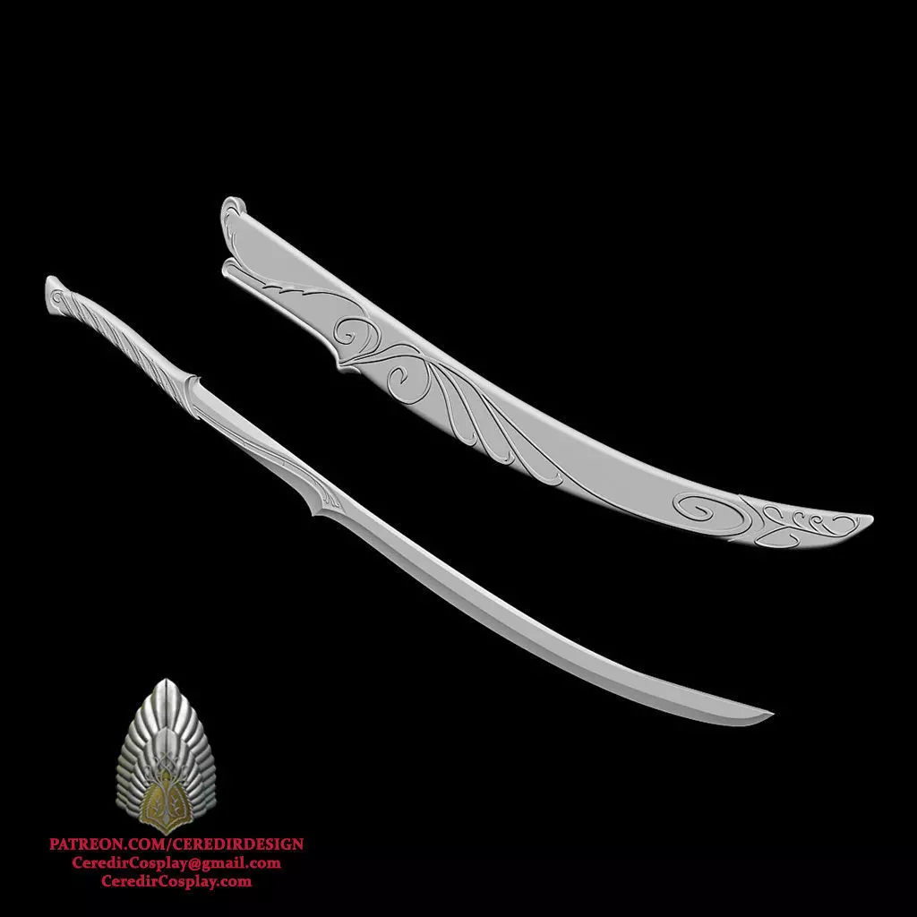 Elvish Haldir Sword lord of the rings 3D DIGITAL DOWNLOAD 3D print model