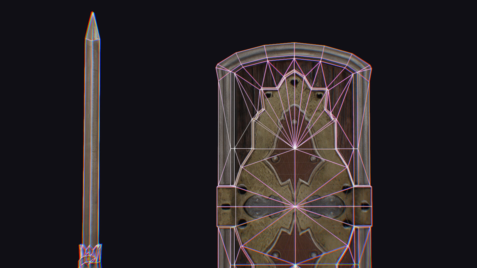 Sword Light Shield Armor Dagger Wooden Edged Cutting Rapier Low-poly 3D model_19