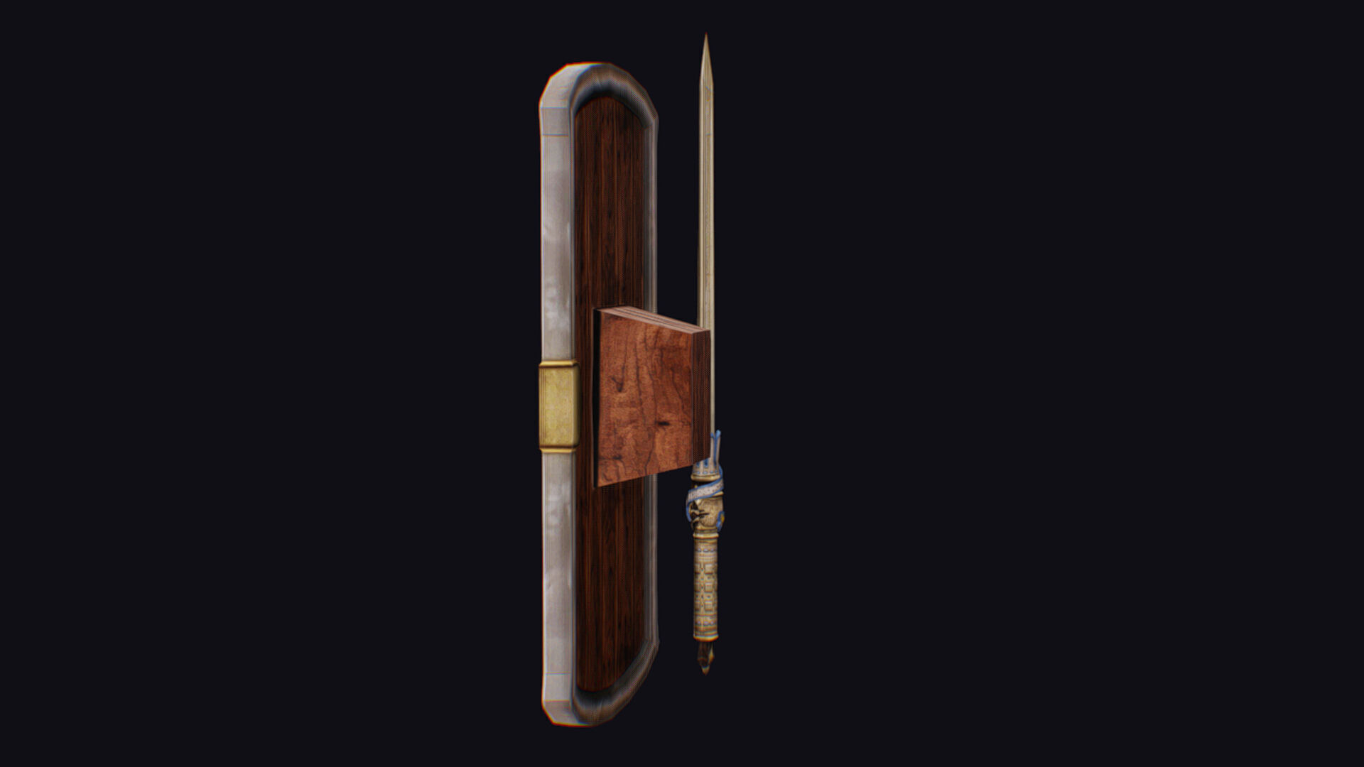 Sword Light Shield Armor Dagger Wooden Edged Cutting Rapier Low-poly 3D model_4