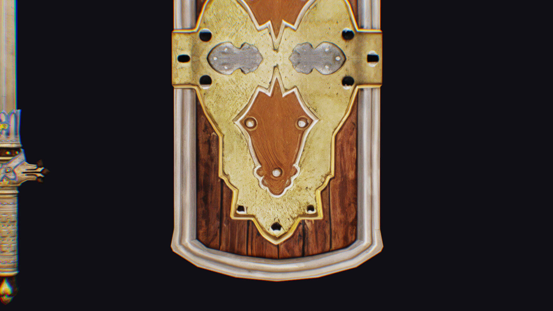 Sword Light Shield Armor Dagger Wooden Edged Cutting Rapier Low-poly 3D model_12