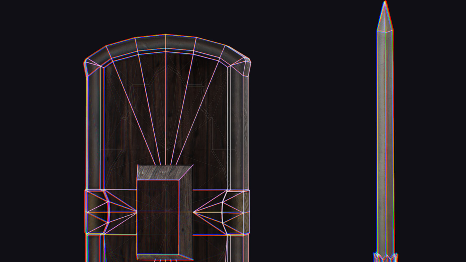 Sword Light Shield Armor Dagger Wooden Edged Cutting Rapier Low-poly 3D model_18