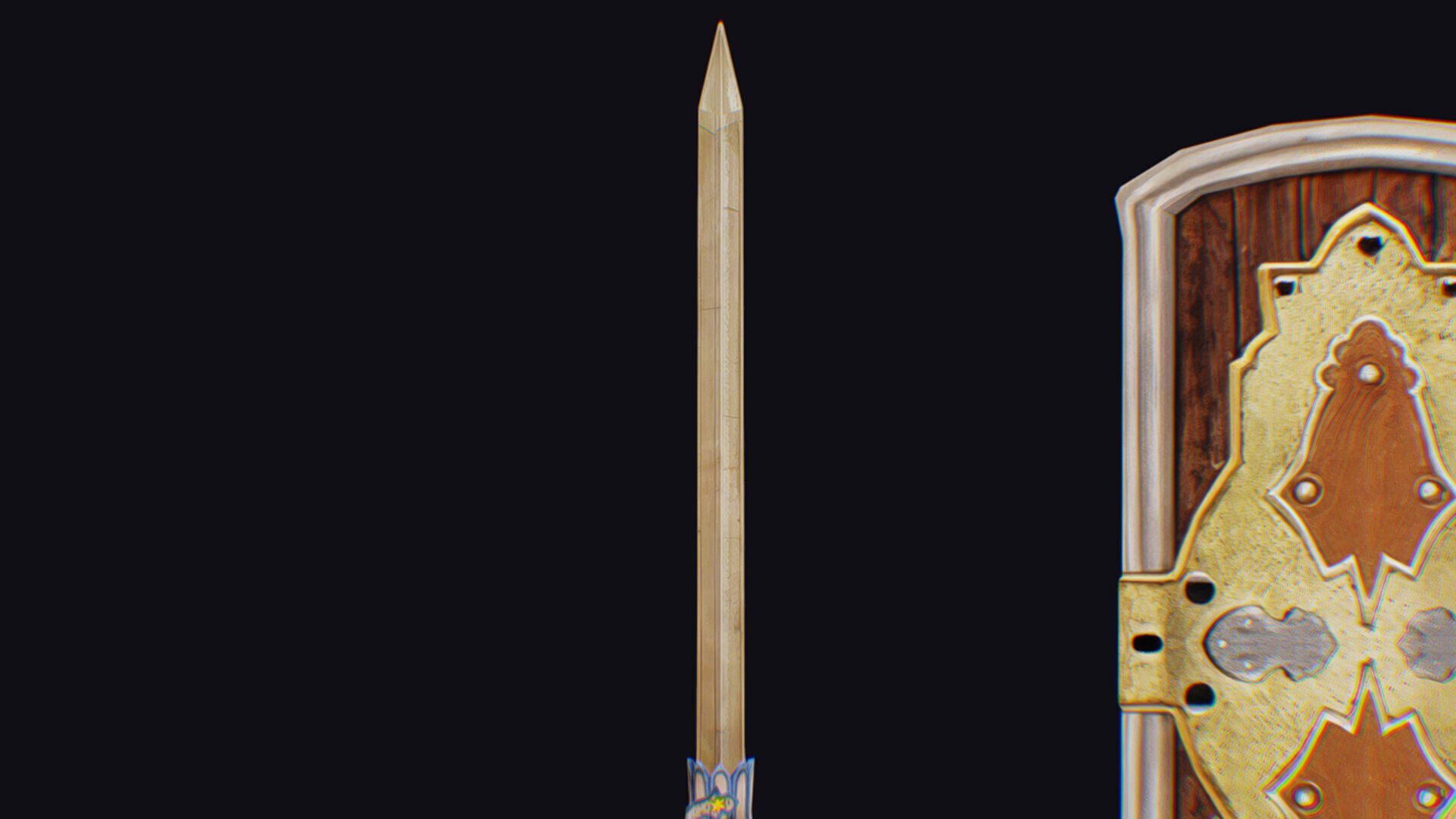 Sword Light Shield Armor Dagger Wooden Edged Cutting Rapier Low-poly 3D model_10