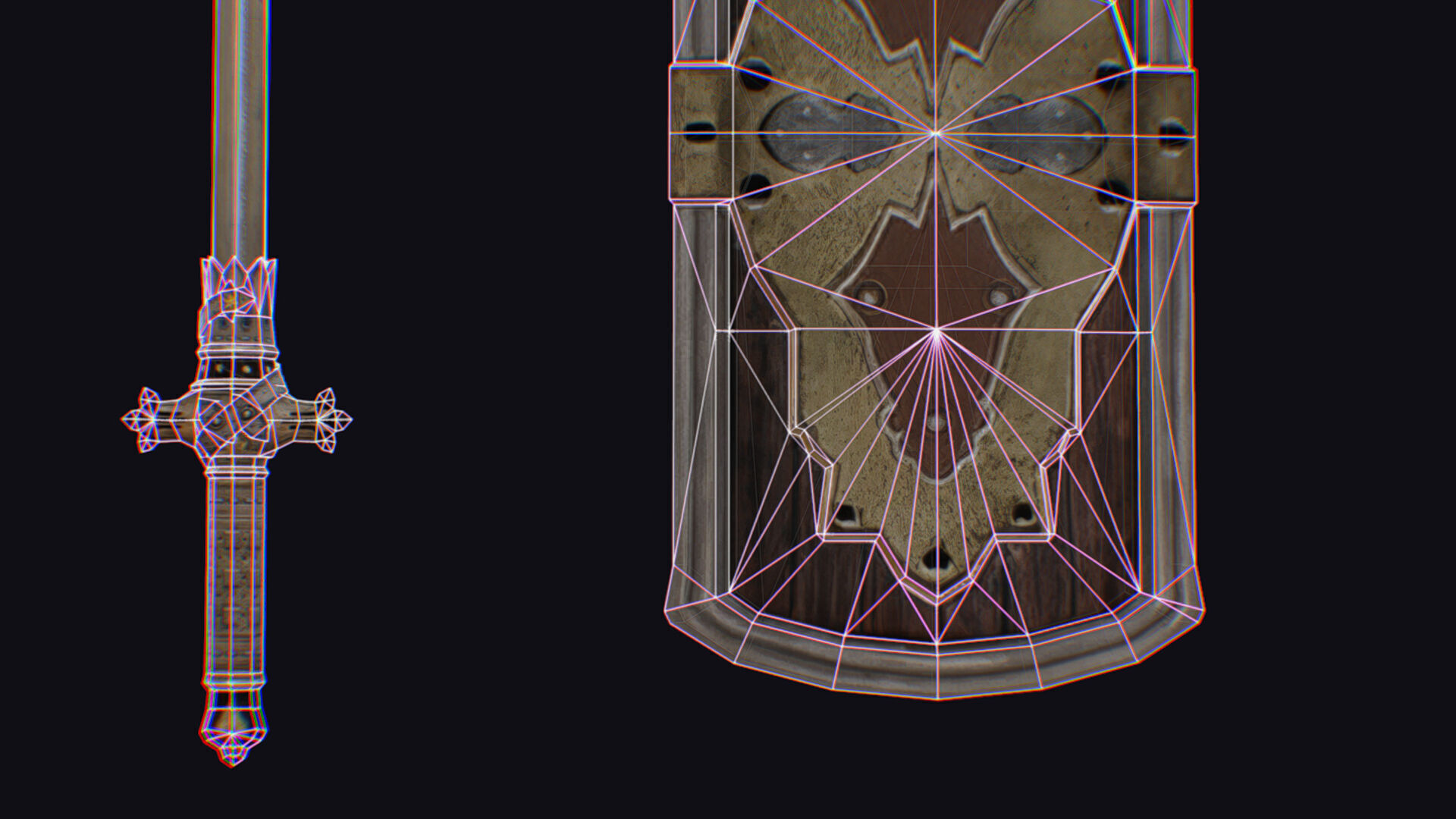 Sword Light Shield Armor Dagger Wooden Edged Cutting Rapier Low-poly 3D model_20