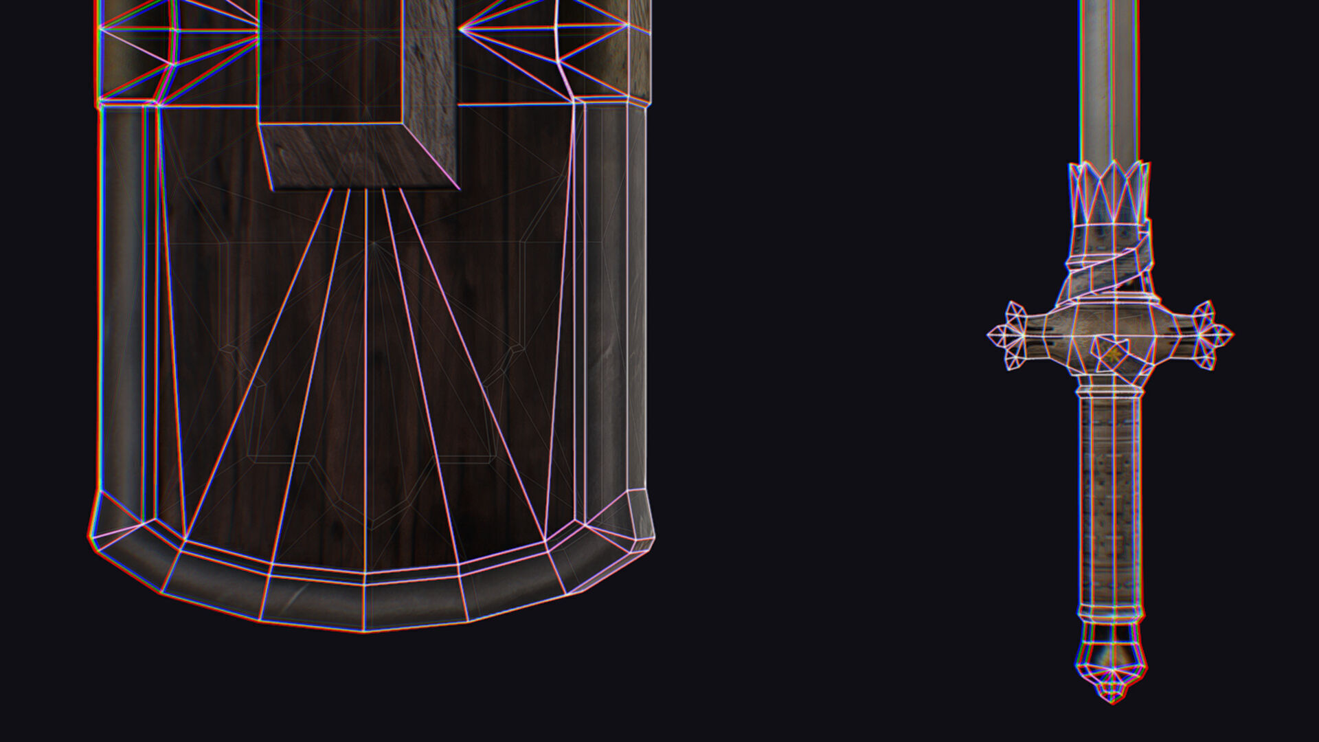 Sword Light Shield Armor Dagger Wooden Edged Cutting Rapier Low-poly 3D model_17