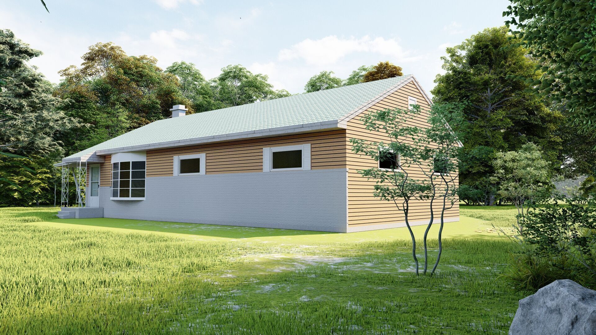 Forest villa-Casa Scene-Modern Villa 3D model_4