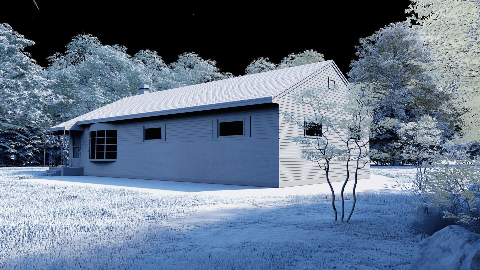 Forest villa-Casa Scene-Modern Villa 3D model_5
