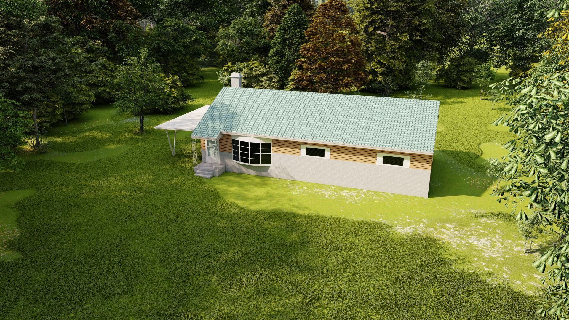 Forest villa-Casa Scene-Modern Villa 3D model_10