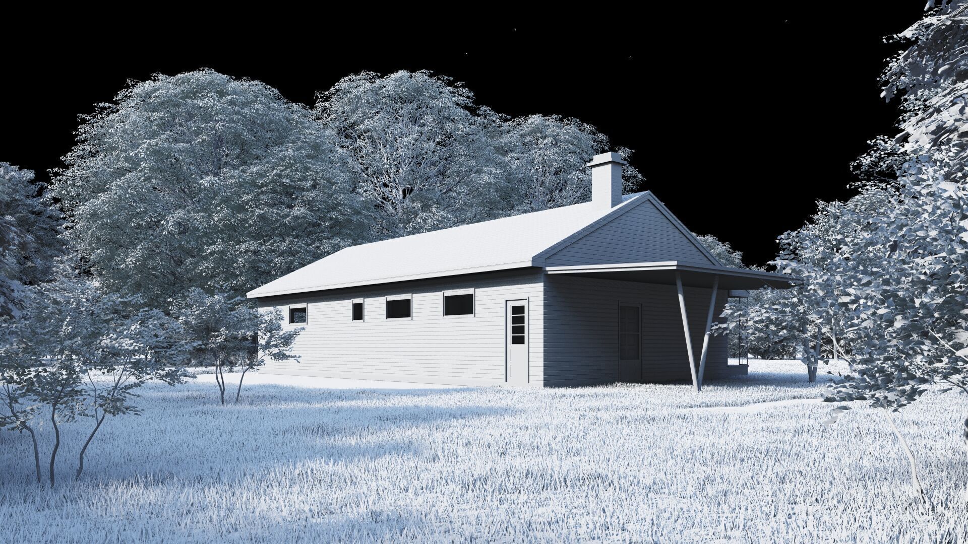 Forest villa-Casa Scene-Modern Villa 3D model_8