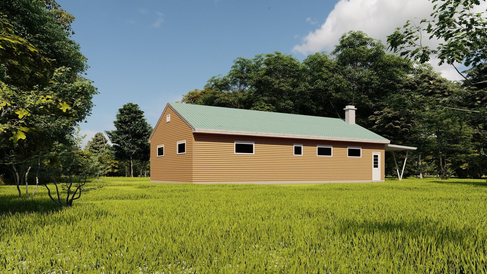 Forest villa-Casa Scene-Modern Villa 3D model_3