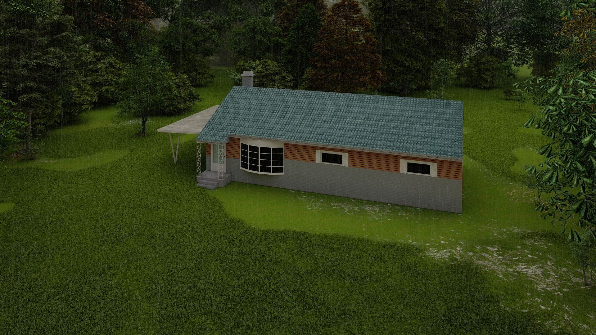 Forest villa-Casa Scene-Modern Villa 3D model_24