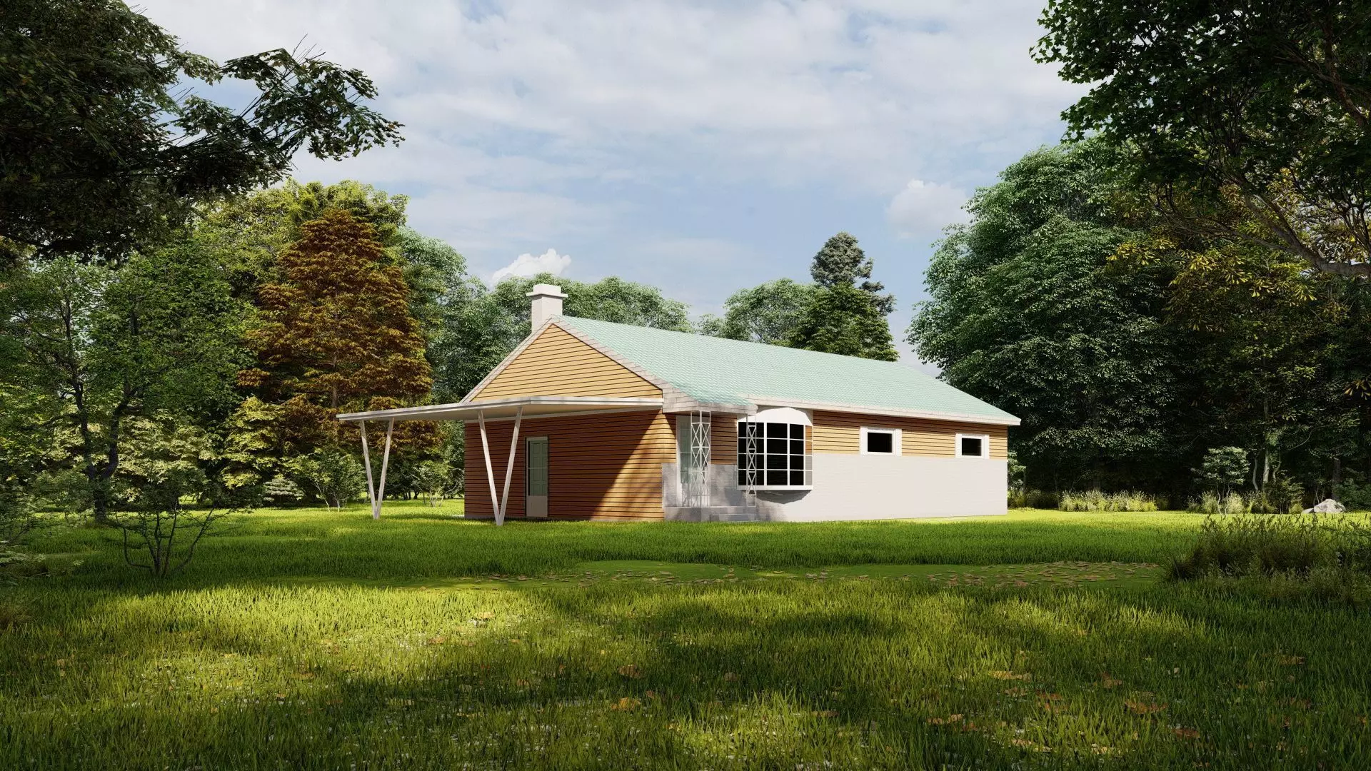 Forest villa-Casa Scene-Modern Villa 3D model_0